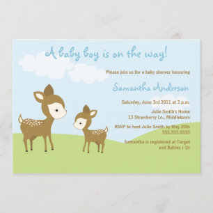 Spring Deer and Fawn Baby Shower Invite - Boy