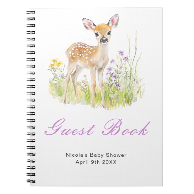 Spring Deer Baby Shower Guest Book (Front)