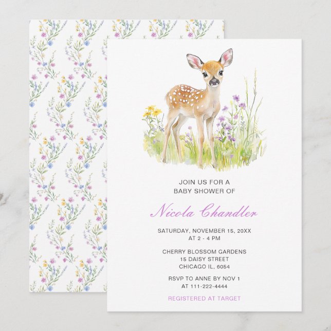 Spring Deer Baby Shower Invitation (Front/Back)