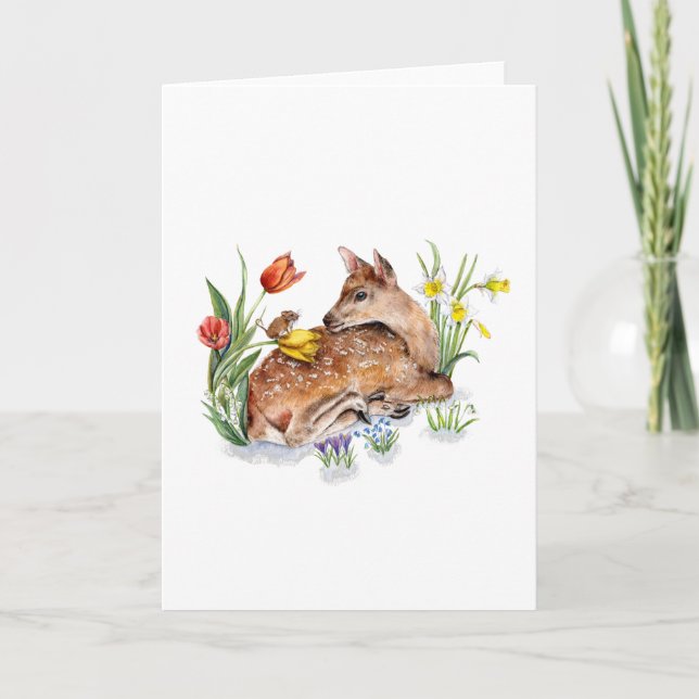 Spring Deer Holiday Card (Front)