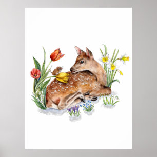 Spring Deer Poster