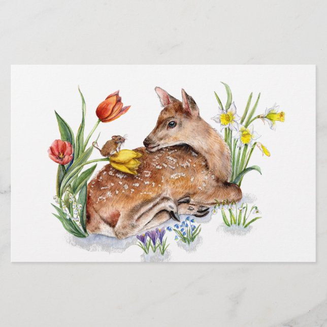 Spring Deer Stationery (Front)