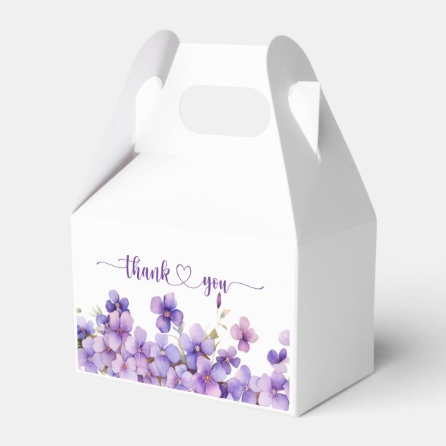 Spring Delicate Violet Flowers Baby Shower Favour Box (Front Side)