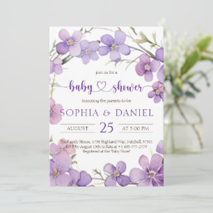 Spring Delicate Violet Flowers Baby Shower Invitation