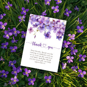 Spring Delicate Violet Flowers Baby Shower Thank You Card