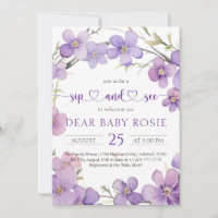 Spring Delicate Violet Flowers Baby Sip and See
