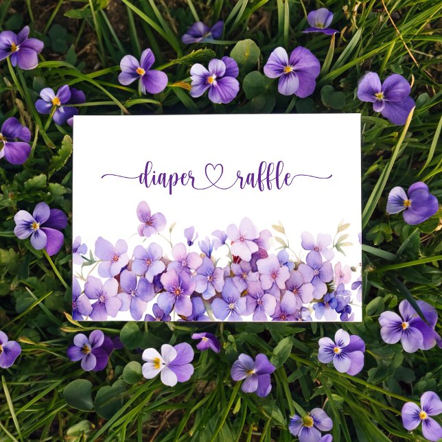 Spring Delicate Violet Flowers Diaper Raffle Enclosure Card (Spring Delicate Violet Flowers Diaper Raffle Enclosure Card)