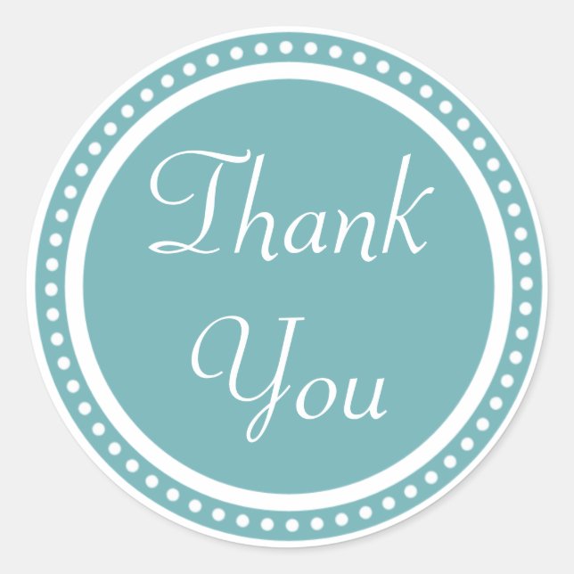 Spring Dots Aqua Thank You Stickers (Front)