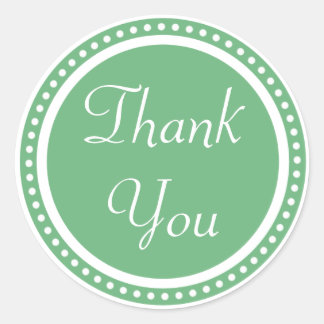 Spring Dots Green Thank You Stickers