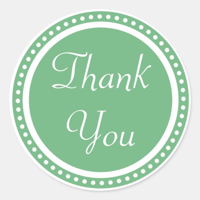 Spring Dots Green Thank You Stickers (Front)