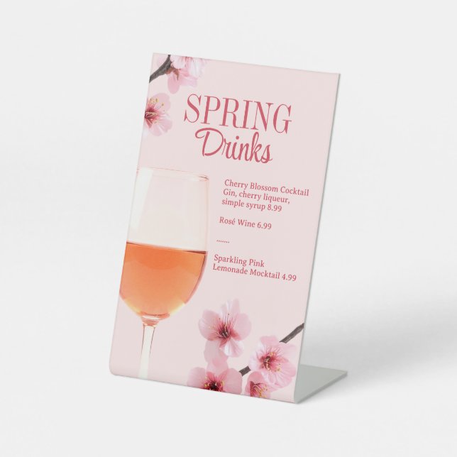 Spring Drinks Cocktail Bar or Table Brunch LTO Pedestal Sign (Front)