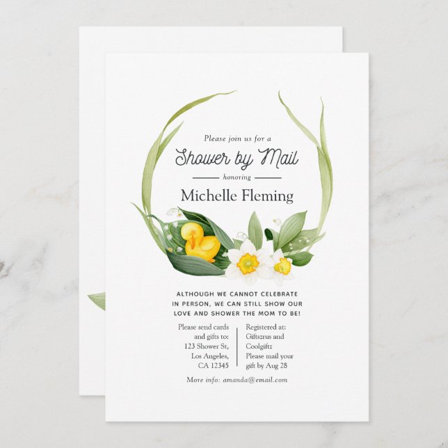 Spring Duckling Baby Shower by Mail Invitation (Front/Back)