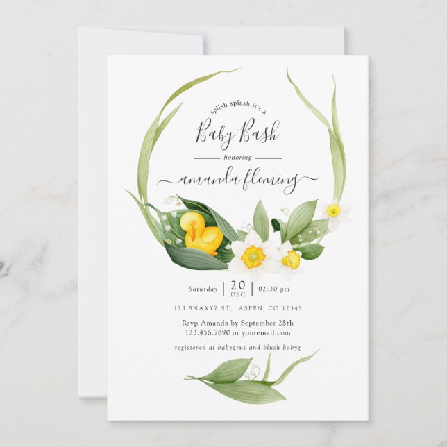 Spring Duckling Splish Splash Baby Shower Invitation (Front)