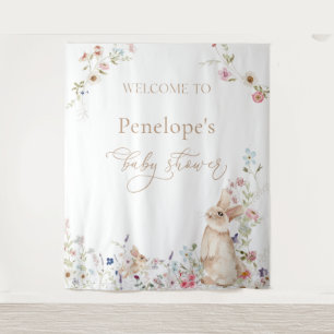 Spring Easter Bunny Baby Shower Welcome Sign Tapestry