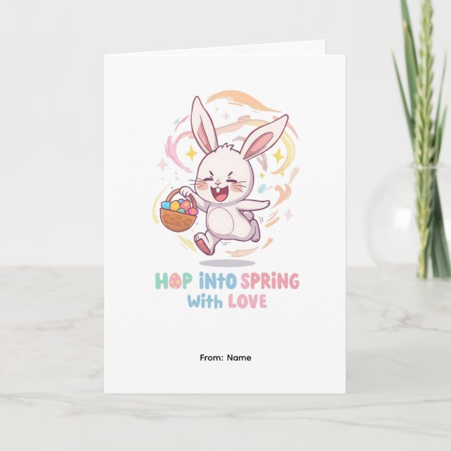 Spring Easter Bunny Design Card (Front)
