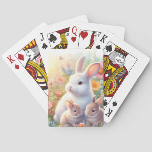 Spring Easter Bunny Family Floral Garden Playing Cards