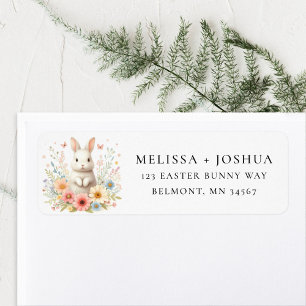 Spring Easter Bunny Floral Return Address Label