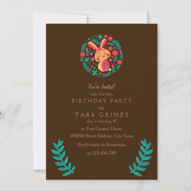 Spring Easter Bunny Invitation (Front)