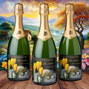 Spring Easter Crocus Bubbles Sparkling Wine Label