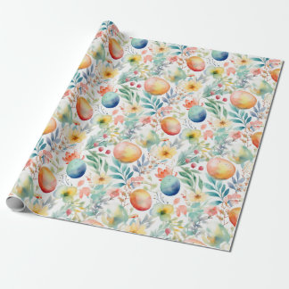 Spring Easter Eggs Floral Wrapping Paper
