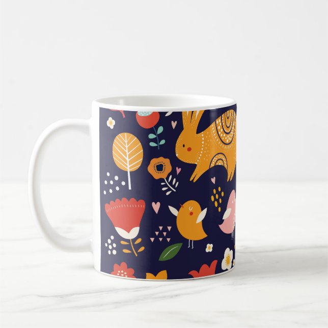Spring Easter: flowers, bunnies collection Coffee Mug (Left)