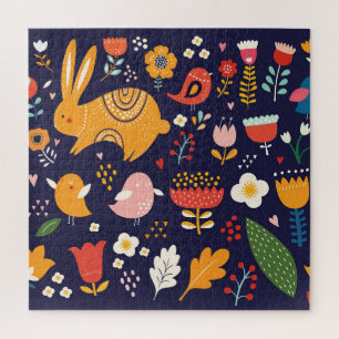 Spring Easter: flowers, bunnies collection Jigsaw Puzzle