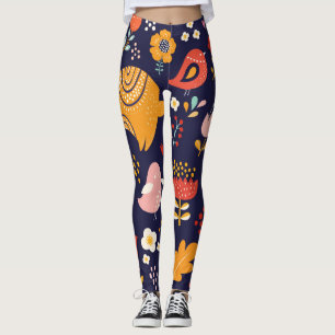 Spring Easter: flowers, bunnies collection Leggings