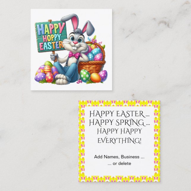 Spring Easter Handout - See Back!  Square Business Card (Front/Back)
