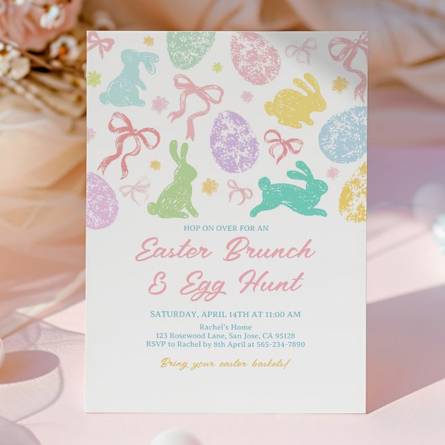 Spring Easter Invitation, Hand-Drawn Bunny Invitation (Creator Uploaded)