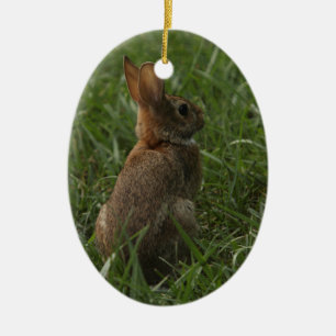 Spring/Easter ornament: rabbit and chick Ceramic Tree Decoration