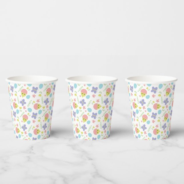 Spring Easter Pastel Colourful Kawaii Cute Peeps Paper Cups (Multi)