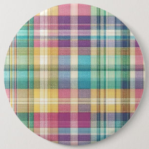 Spring/Easter pastel plaid/tartan 6 Cm Round Badge