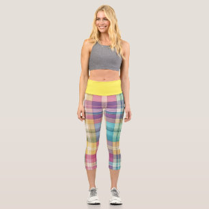 Spring/Easter pastel plaid/tartan  Capri Leggings