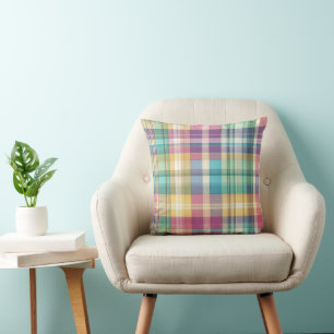 Spring/Easter pastel plaid/tartan Cushion