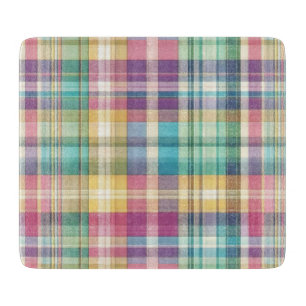 Spring/Easter pastel plaid/tartan  Cutting Board