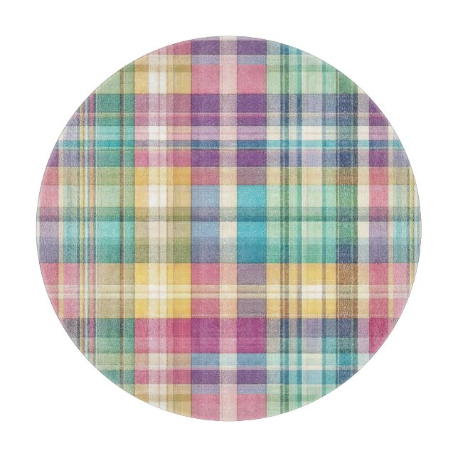Spring/Easter pastel plaid/tartan  Cutting Board (Front)