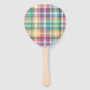 Spring/Easter pastel plaid/tartan Hand Fan