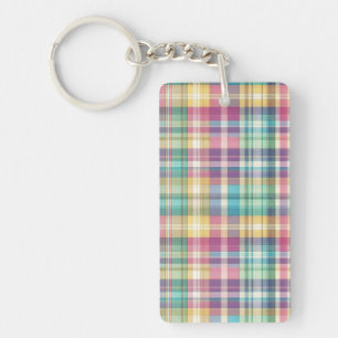 Spring/Easter pastel plaid/tartan  Key Ring