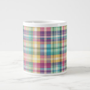 Spring/Easter pastel plaid/tartan Large Coffee Mug