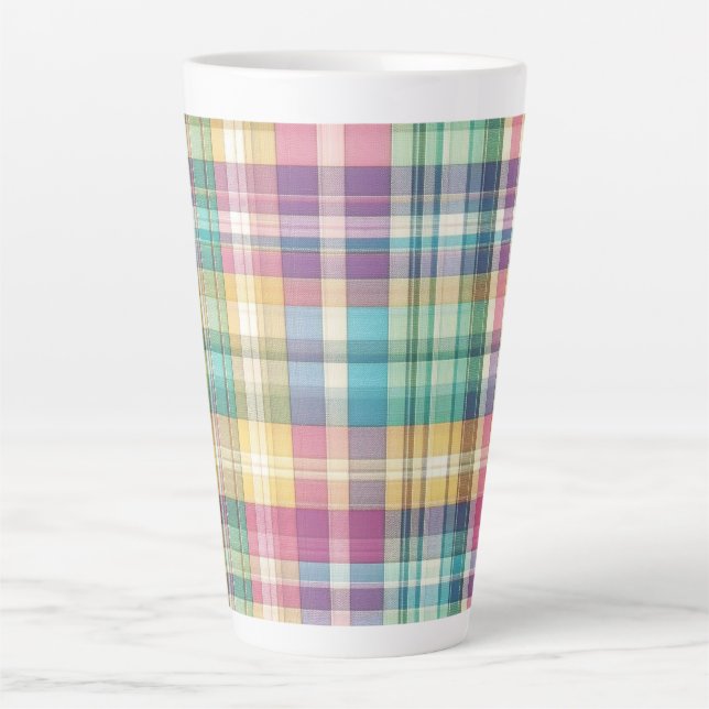 Spring/Easter pastel plaid/tartan  Latte Mug (Front)