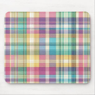 Spring/Easter pastel plaid/tartan Mouse Mat
