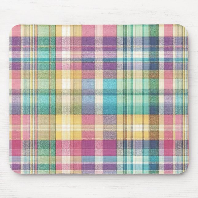 Spring/Easter pastel plaid/tartan  Mouse Mat (Front)