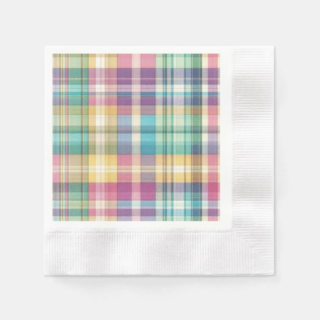 Spring/Easter pastel plaid/tartan  Napkin (Front)