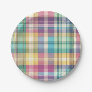 Spring/Easter pastel plaid/tartan Paper Plate