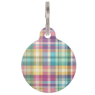Spring/Easter pastel plaid/tartan Pet Tag