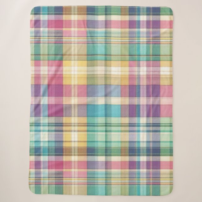 Spring/Easter pastel plaid/tartan  Sherpa Blanket (Front)