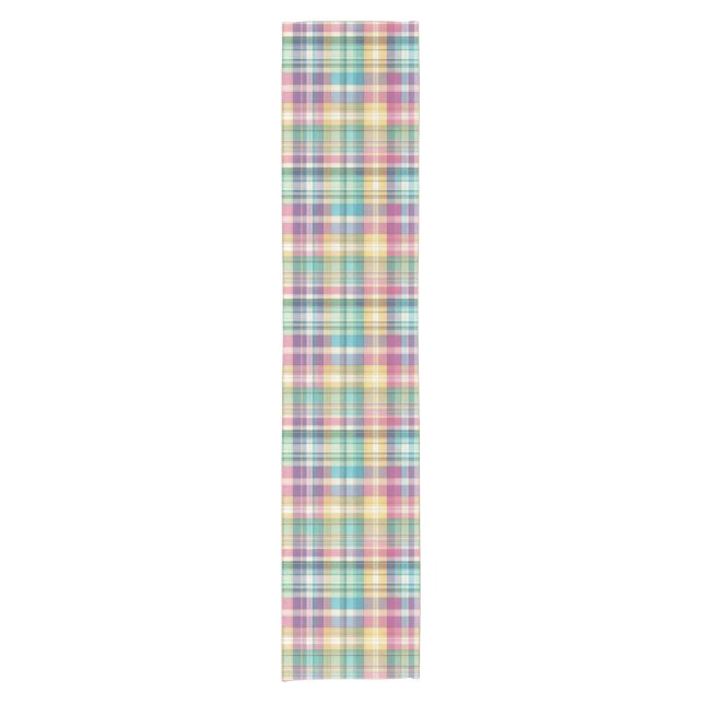 Spring/Easter pastel plaid/tartan  Short Table Runner (Front)