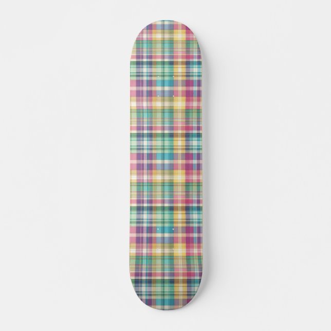 Spring/Easter pastel plaid/tartan  Skateboard (Front)