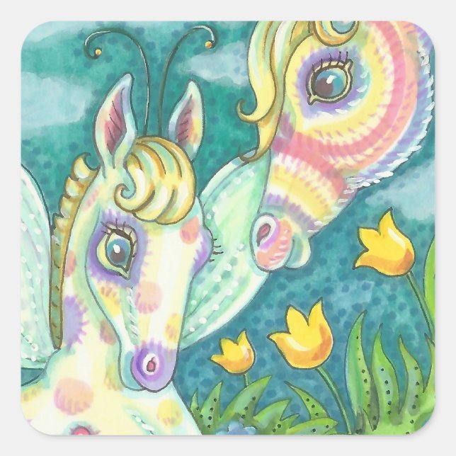 SPRING EASTER, RAINBOW BABY HORSE, FAIRY STICKERS (Front)