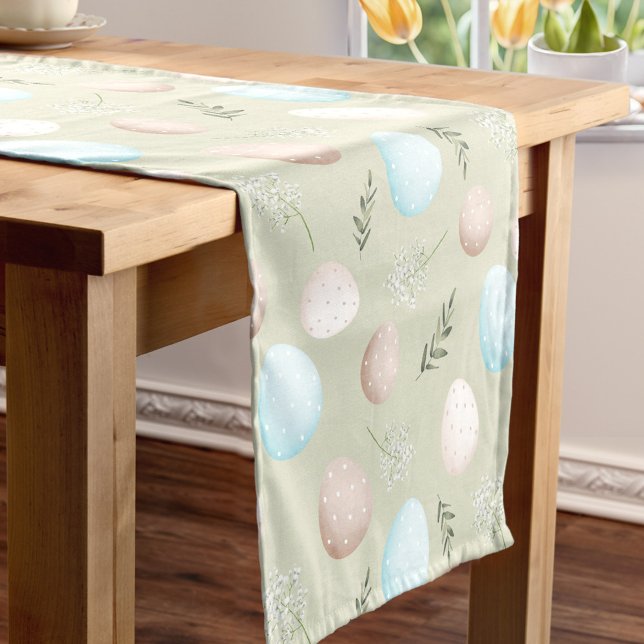 Spring Eggs Pastel Green Easter Linen Table Runner (Spring Eggs Pastel Green Easter Linen Table Runner)